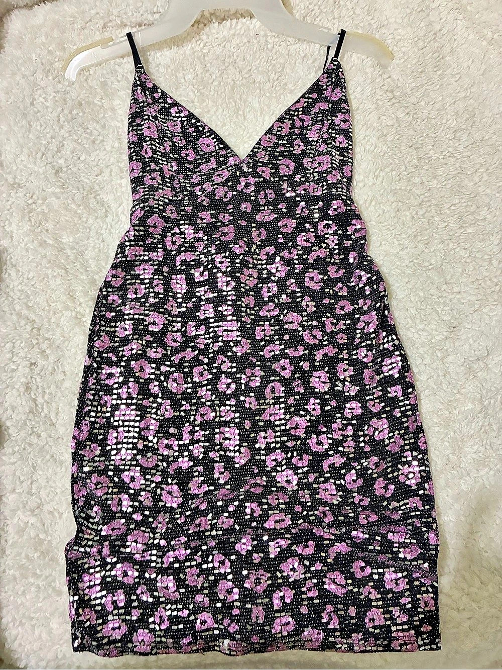 belita Floral Mini Dress in Black & Pink Like New